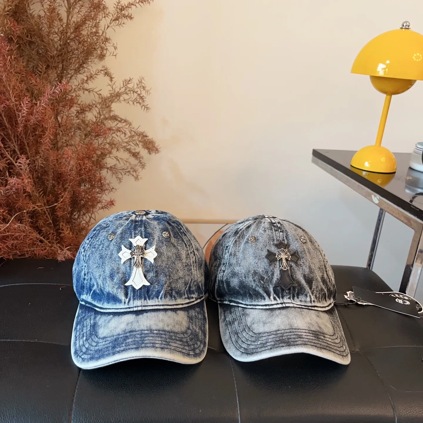 2⃣️5⃣️New ꫛꫀꪝ ❥—— ✨Hot-selling Crow Heart Washed Denim Baseball Cap ⚜️Hardware Cross, Versatile and Fashionable 💫Denim Black Denim Blue